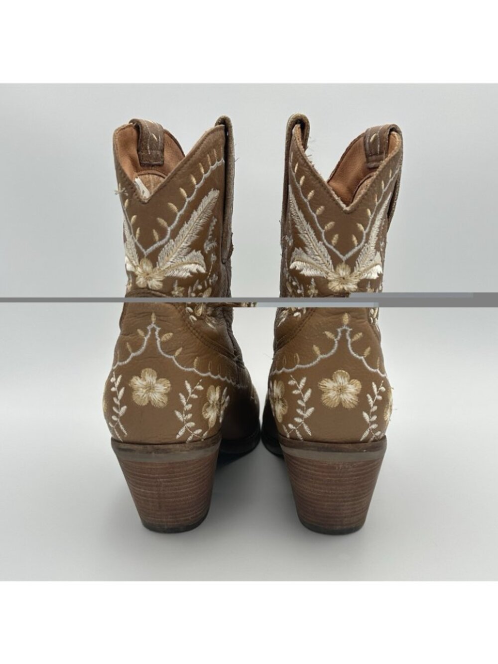 Dingo Primrose Boots Women’s Size 8.5 Brown Leather Floral Short Cowboy DI748 - Picture 4 of 14